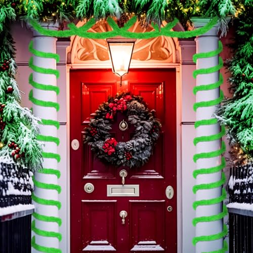 4 Pack Lime Green Christmas Garland (65.6 ft each, 262 ft total) Non-Lit PET Greenery for Indoor/Outdoor Decor