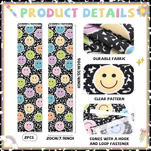 2-Pack Pastel Smile Face Classroom Door Window Blackout Curtains