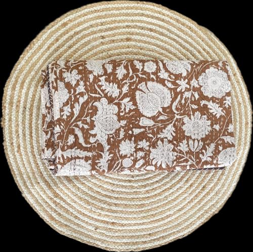 Handmade Kantha Quilt - Floral Cotton Throw Blanket, 108x108
