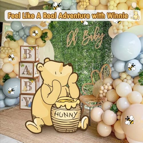 Large 27.5-Inch Bear Party Cutout Prop with Balloons and Bee Stickers