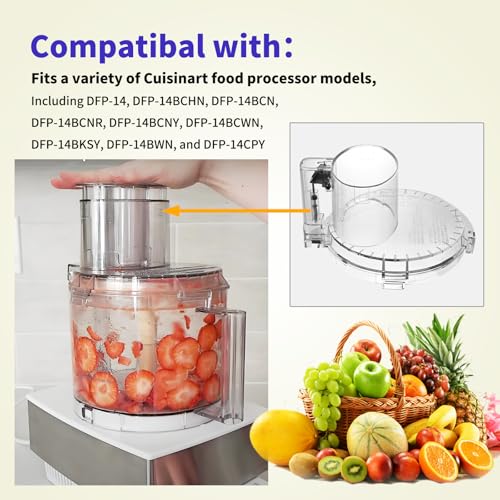 14-Cup Food Processor Replacement Work Bowl Lid, 4-Tab Locking Clear Cover