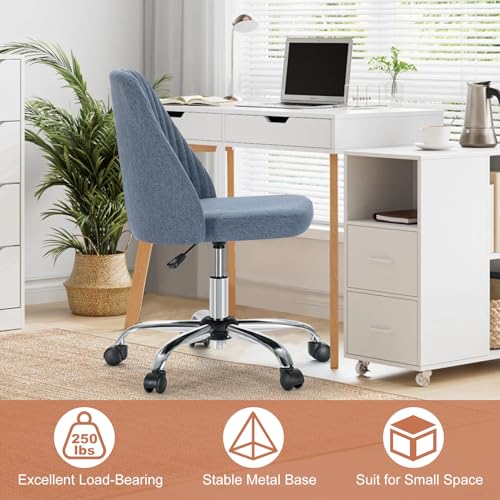 Armless Swivel Home Office Desk Chair with Rolling Wheels, Height Adjustable