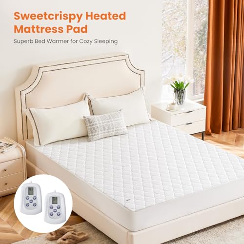 Heated Mattress Pad Queen Size | Dual Zone Electric Bed Warmer