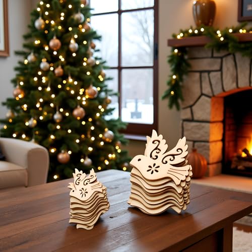 20PCS Peace Dove Figurine, Brown Wooden Ornaments Crafts Home