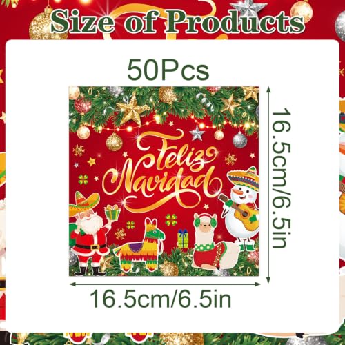 Deorfuy Feliz Navidad Spanish Christmas Party Napkins 50pcs - Festive Holiday Design