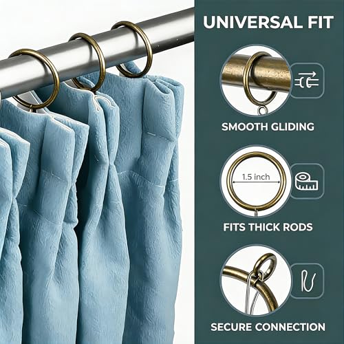 Metal Curtain Rings with Hooks, 1.5-Inch Drapery Rings Set - 52 Piece