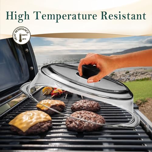 Tall Borosilicate Glass Microwave Splatter Cover with Easy Grip Handle