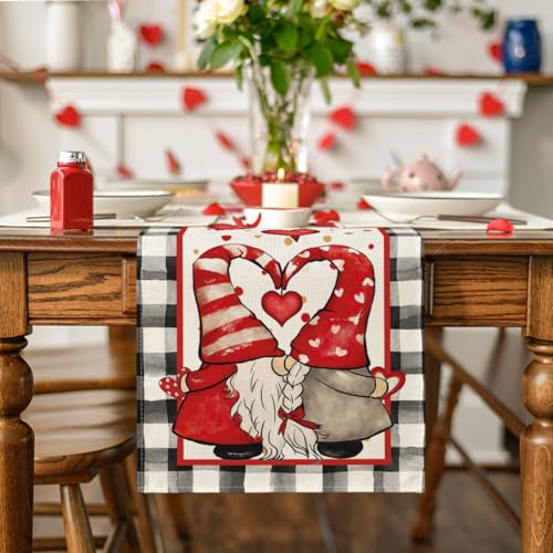 Artoid Mode Love Gnomes Valentine Table Runner 13x108 in - White
