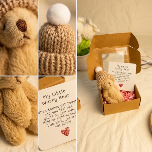 Handmade Pocket Bear with Encouraging Card - Small Emotional Support Plush