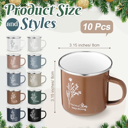 10 Pack 12oz Enamel Coffee Mugs - Employee Appreciation Gifts Bulk