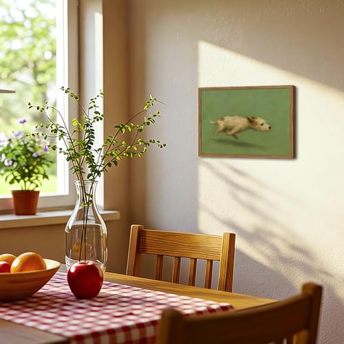 Funny Dog with Zoomies Canvas Wall Art Vintage Terrier Print 12x16 Framed