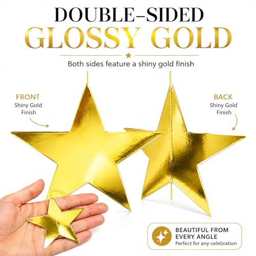 Gold Star Garland 156ft Hanging Banner for Party Decorations