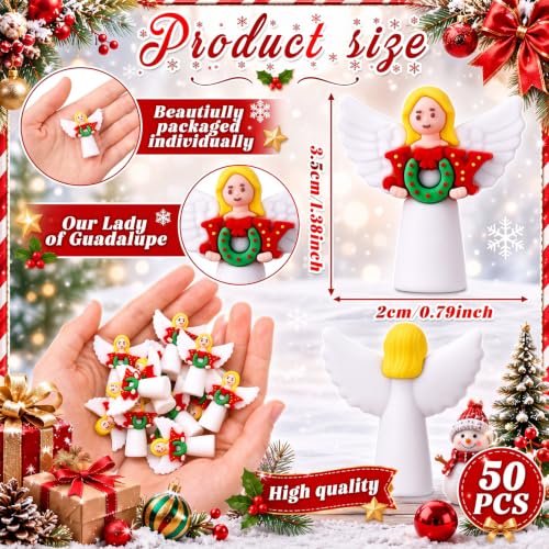 50 Pcs Mini Christmas Angel Figurines, Small Guardian Angel Statues for Crafts