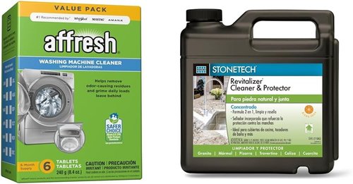 Affresh Washing Machine Cleaner - 6 Month Supply for Front Load & Top Load Washers | StoneTech RTU Revitalizer & Protector for Tile & Stone, 1-Gallon, Citrus Scent