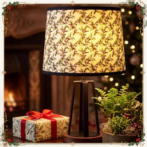 Baquler Mistletoe Christmas Lamp Shades Set 9.84"w x 12.99"h (2 Pack) – Upward Lighting, Mistletoe Pattern