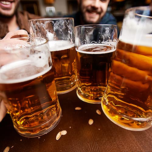 8-Pack 20 oz Heavy Glass Beer Mugs with Handle - Classic Beer Steins