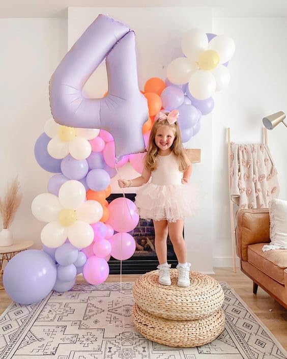 Number 0 Balloons - 40 Inch Cream Purple Birthday Decorations for Milestone Events | Baby Showers
