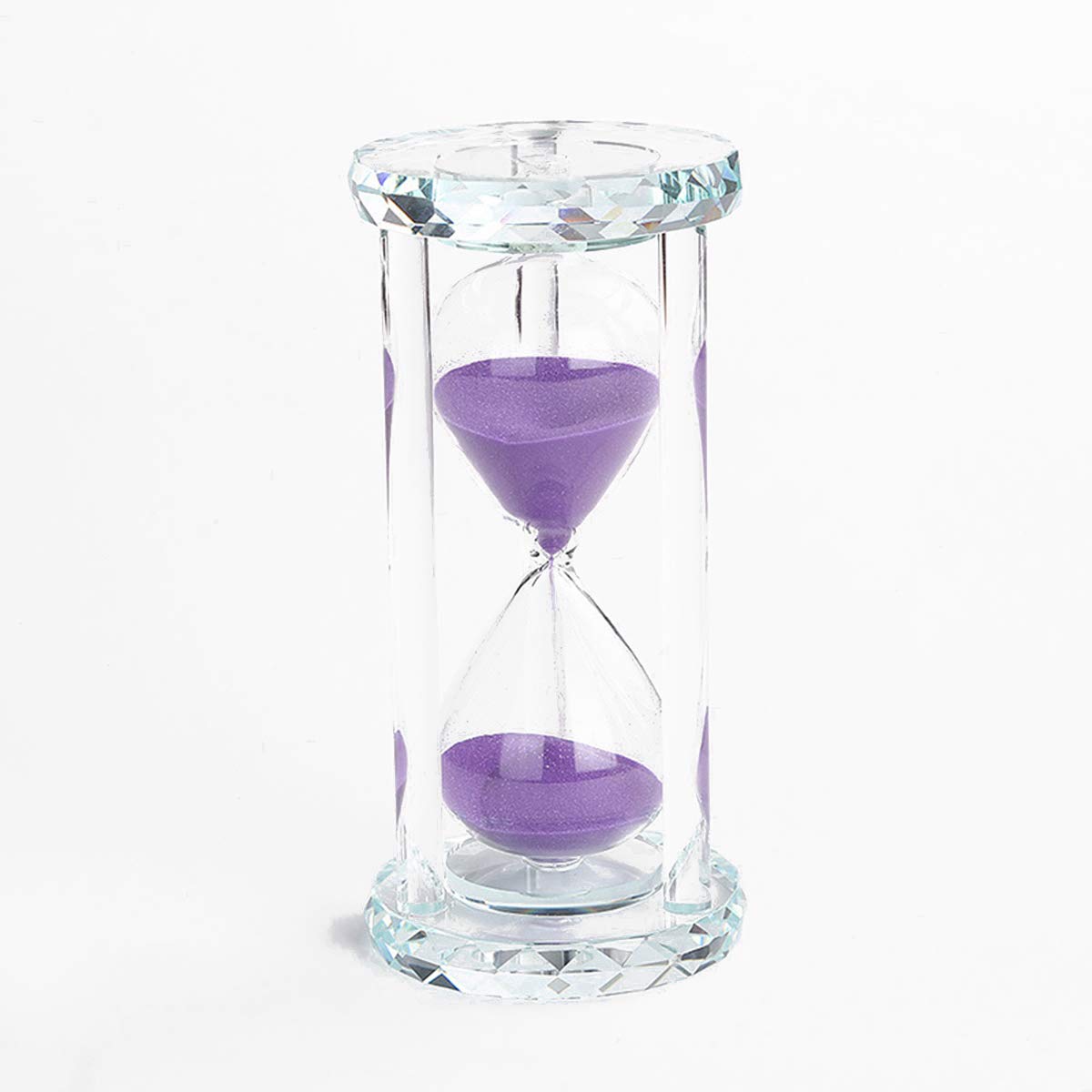 Lonovel 60 Minutes Hourglass Timer,Crystal Sand Timer Diamond Carving Surface,Good for Kitchen Office Desk Coffee Table Book Shelf Cabinet Decor Christmas Birthday Present Gift Box Package,(Purple)