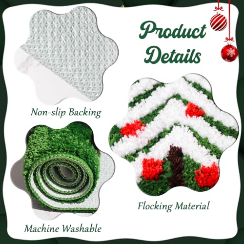 Christmas Bathroom Rug - Non-Slip Green Christmas Tree Bath Mat, Absorbent & Washable, 20x31 inches