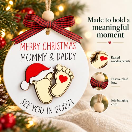 Katinat CL Foot 2026 Pregnancy Ornament – Expecting Mommy & Daddy Christmas Keepsake