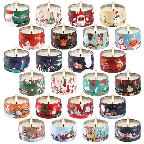 Grcdoyvl 24 Pack Christmas Scented Soy Candles Mini Jars - Holiday Gift & Home Decor