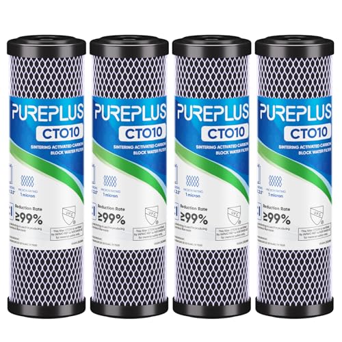1 Micron 2.5" x 10" CTO Carbon Block Water Filter Replacement - 4 Pack