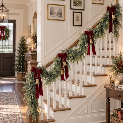 Senjie 6FT Real Touch Cedar Garland - Lush Christmas Decor, 6FT