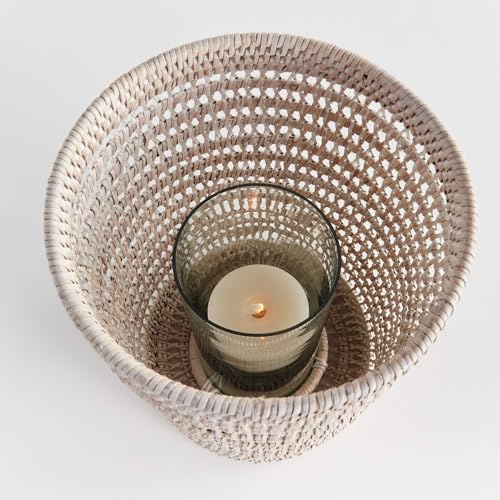 Napa Home & Garden Large White Burma Rattan Hurricane Candle Holder