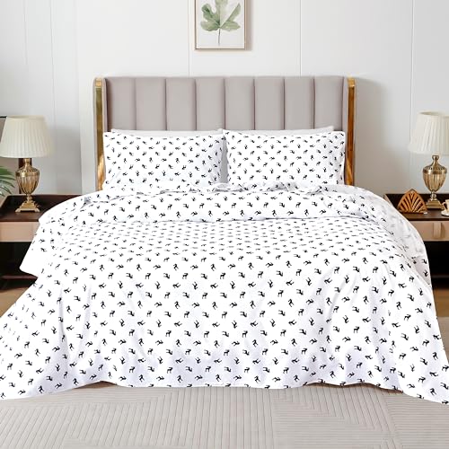 Elegant Comfort Full Black Elk Flannel Sheet Set - 100% Turkish Cotton, 14-in Deep Fitted