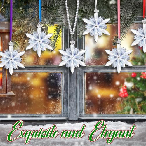Roowest 10 Sets Christmas Crystal Snowflake Ornaments – Chic Style, 3.15in Glass Flair