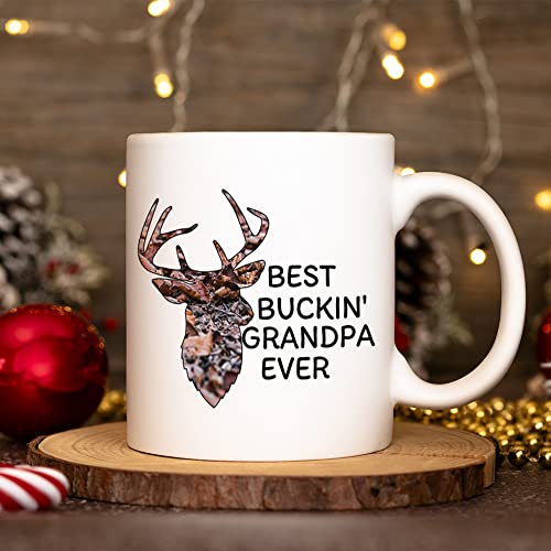 Best Buckin Grandpa Ever Coffee Mug - Funny Father's Day Gift, 11oz Ceramic Tea Cup