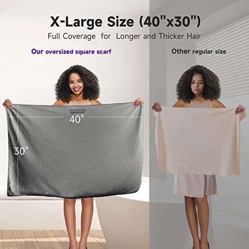 Umisleep Extra Large Microfiber Hair Towel - Ultra Absorbent, Grey