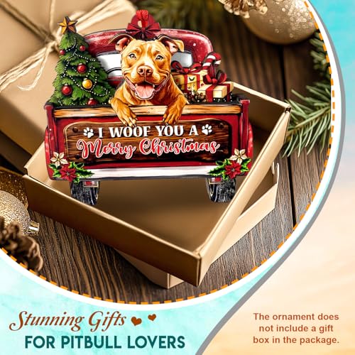 SUFAVN Fawn Pitbull Christmas Ornament - Dog Decor for Holiday Tree, Durable Aluminum, 3.15 Inches