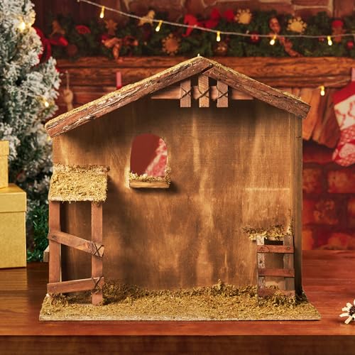 BESBLEE Christmas Nativity Manger Scene for 10-12 Inch Figures, Indoor Decor
