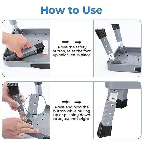 Height-Adjustable Folding Step Stool, Non-Slip Platform Ladder, 330 Lbs