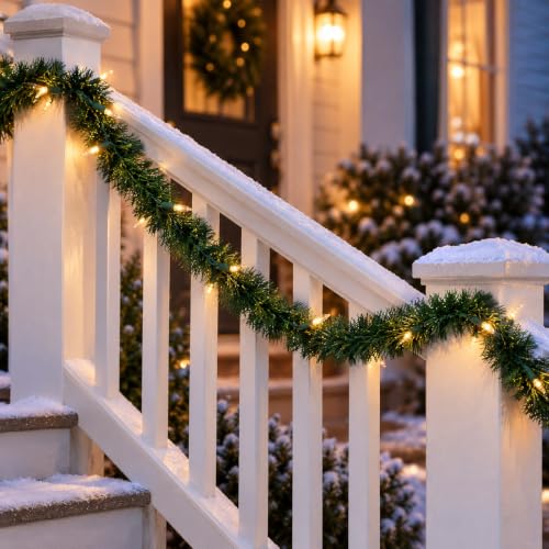 Brite Star 12 ft Christmas Garland with Clear Mini Lights - Indoor & Outdoor Decor