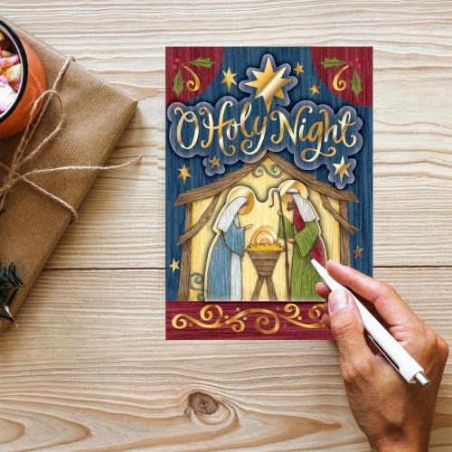 Crown Point Graphics O Holy Night Nativity Cards, 15 Count