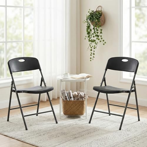 Folding Chairs 2-Pack, Heavy Duty Portable Steel Dining Chairs for Indoor Outdoor