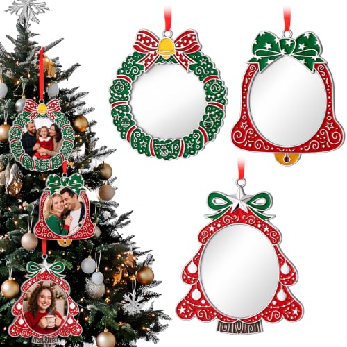 Sliner Christmas Hanging Photo Frame Ornaments - Set of 3, Festive Holiday Decorations