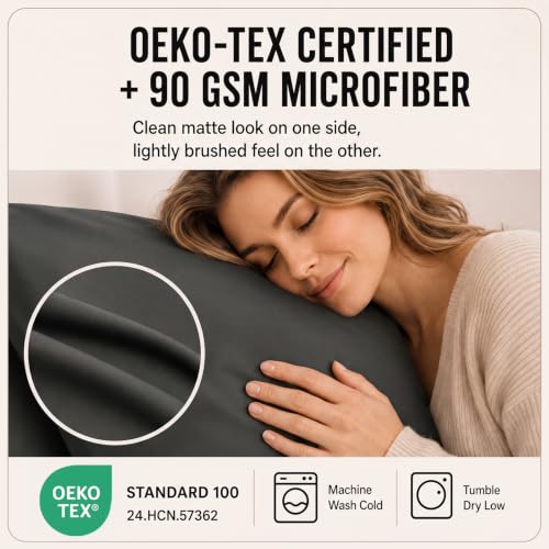 6-Piece King Size Sheet Set for 21-Inch Deep Pocket Mattresses, Dark Grey