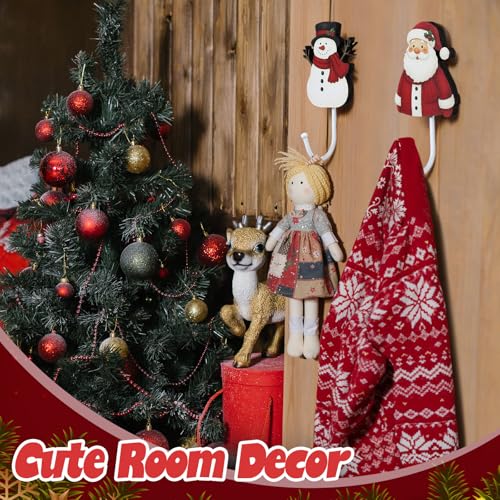 Yookeer 4-Piece Christmas Wall Hooks Stocking Holders – Santa, Snowman, Tree & Bell
