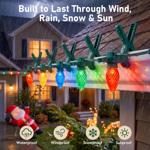XEWEA 50 Pack Universal Christmas Light Spring Clips for C7 C9 LED Incandescent String Lights