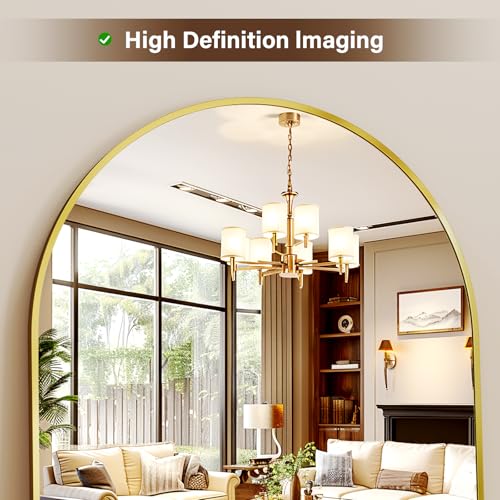 56-inch Arched Full Length Floor Mirror with Gold Aluminum Frame