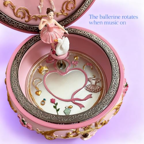 Ballerina Musical Jewelry Box with Rotating Dancer and LED Lights