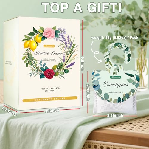 15-Pack Eucalyptus Scented Sachets for Closets, Drawers, and Cars