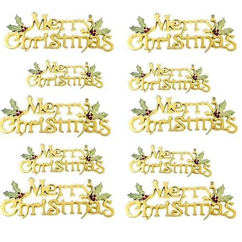 Alfyng 10 Pcs Merry Christmas Hanging Signs Decor for Tree & Wreaths
