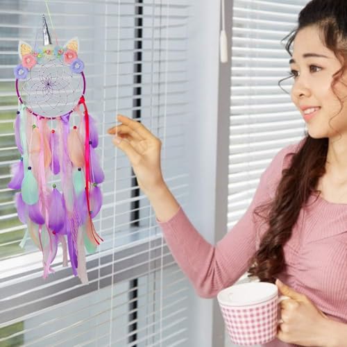 LED Unicorn Dream Catcher Wall Hanging for Kids Bedroom Decor