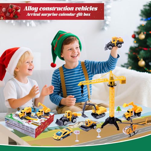 Sumsoltic 24-Day Kids Advent Calendar with Construction Vehicles, Toys for Boys & Girls Christmas Countdown
