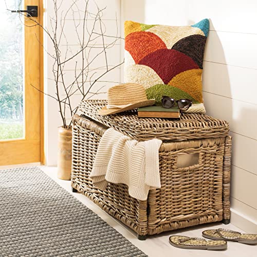 31-Inch Wicker Storage Trunk with Removable Lid - Hand-Woven Rattan Chest