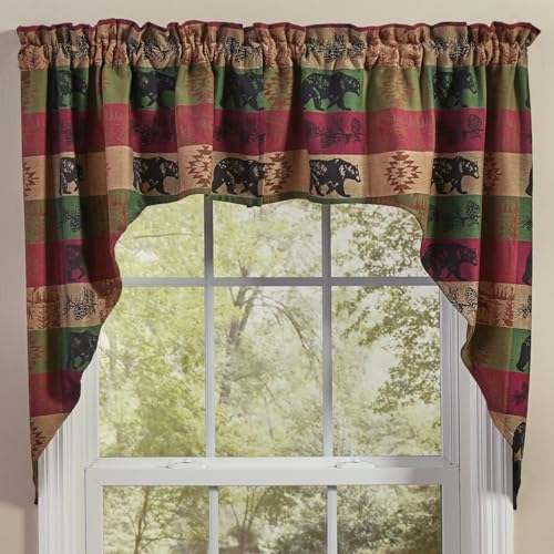 Woodland Bear and Moose Cotton Window Swag Set 72 x 36 Inches
